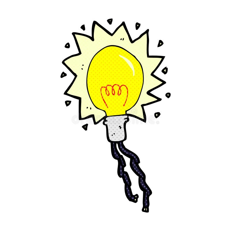 comic cartoon electric light bulb