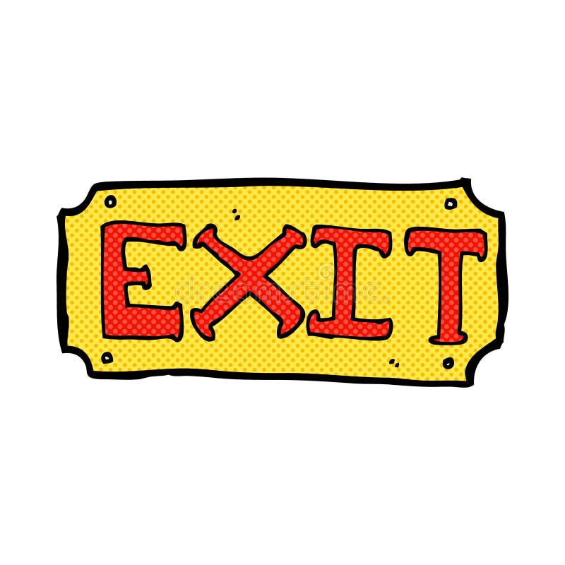 comic cartoon exit sign