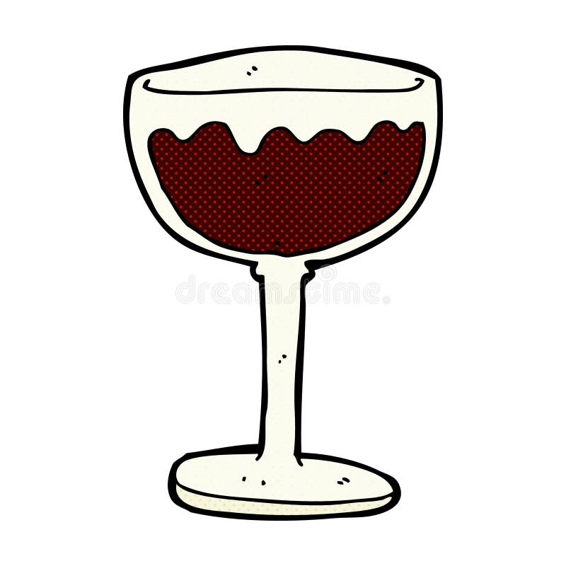 comic cartoon glass of red wine