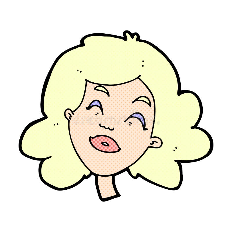 comic cartoon happy female face