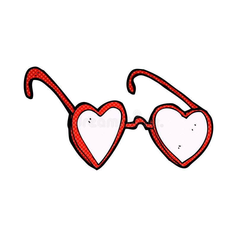 comic cartoon heart glasses