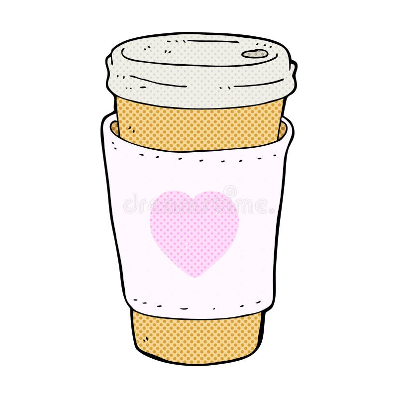 comic cartoon I love coffee cup