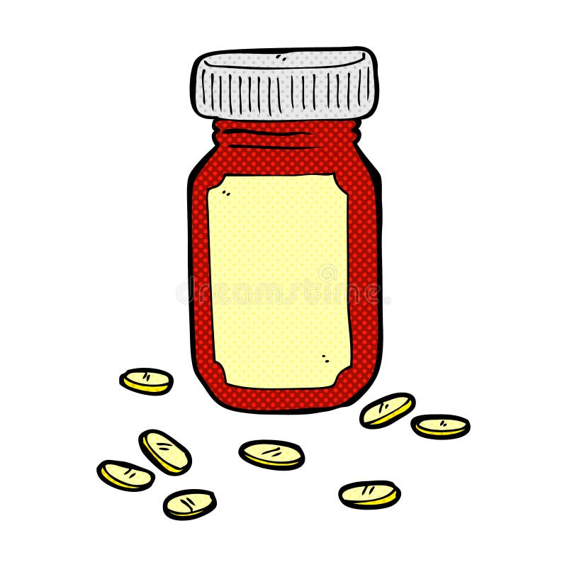 comic cartoon jar of pills