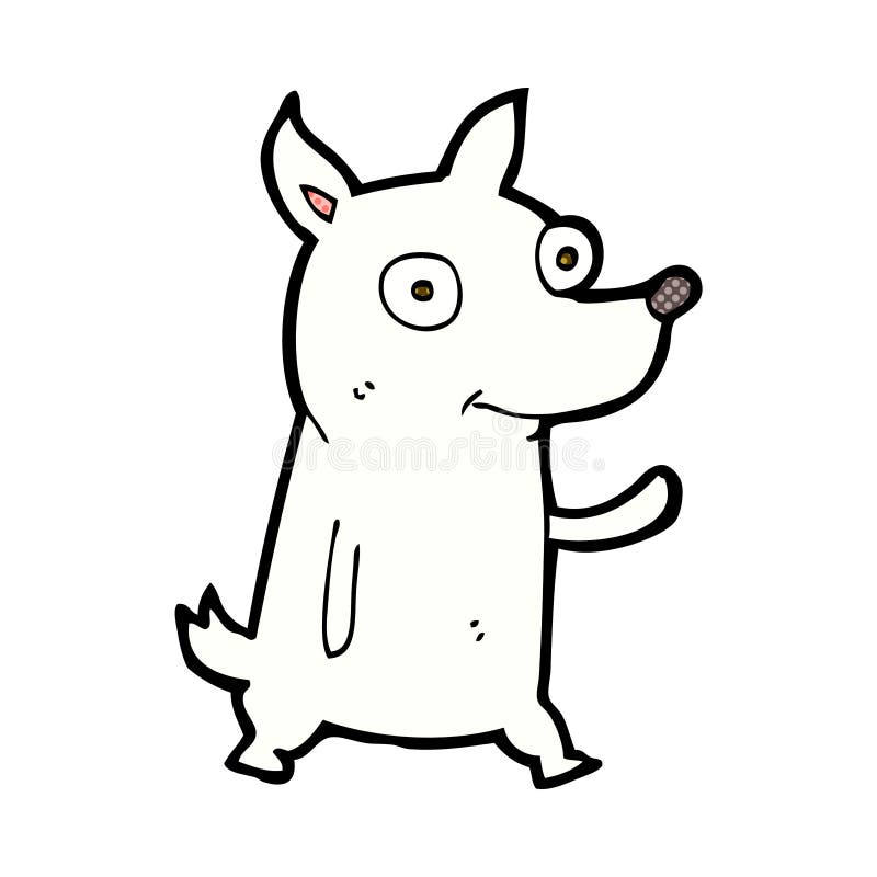 comic cartoon little dog waving