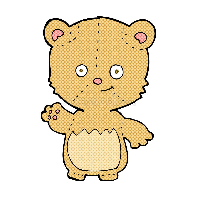 comic cartoon little teddy bear waving