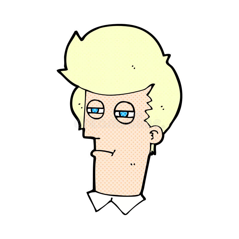 Comic Cartoon Man with Narrowed Eyes Stock Illustration Illustration