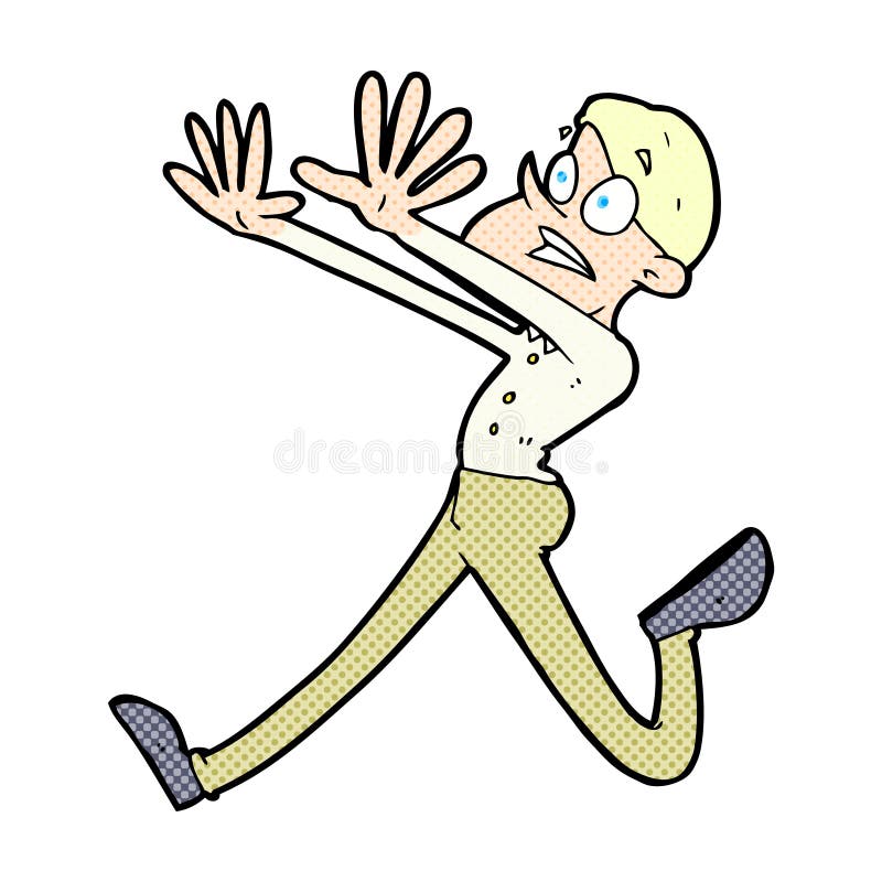 comic cartoon man running away