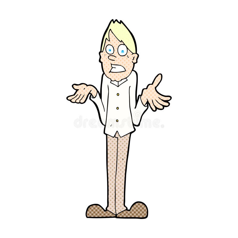 Comic Cartoon Man Shrugging Shoulders Stock Illustration - Illustration