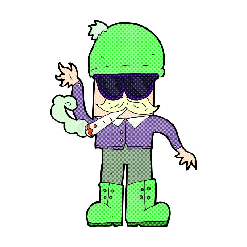 Comic Cartoon Man Smoking Pot Stock Illustration Illustration of
