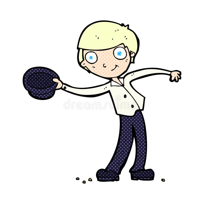 Cartoon Man Tipping Hat with Speech Bubble Stock Illustration