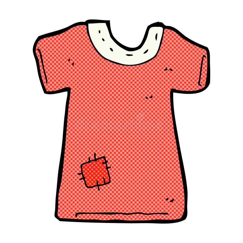 comic cartoon patched old tee shirt