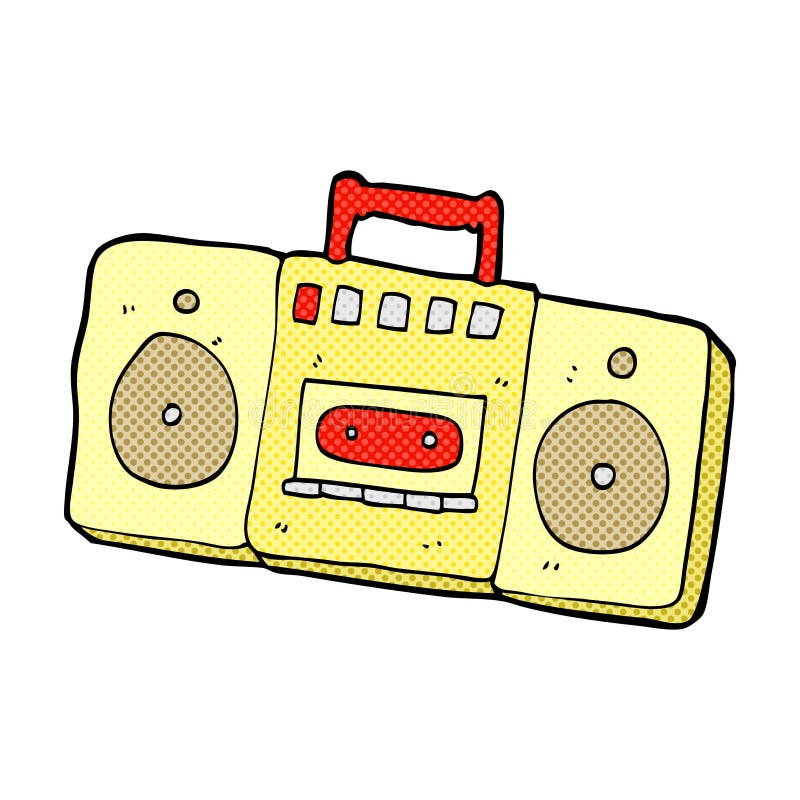 Comic Cartoon Radio Cassette Player Stock Illustration Illustration