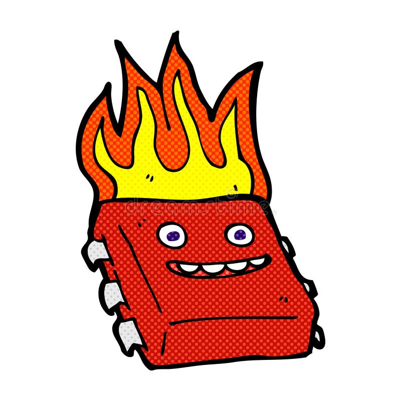 comic cartoon red hot computer chip