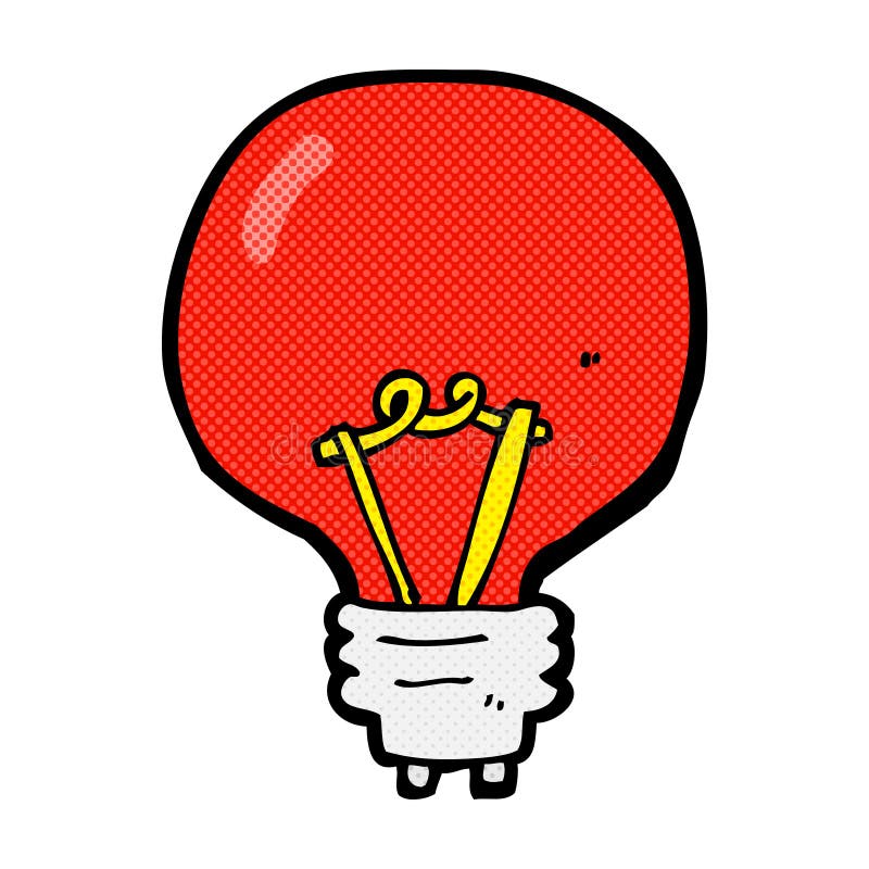 comic cartoon red light bulb