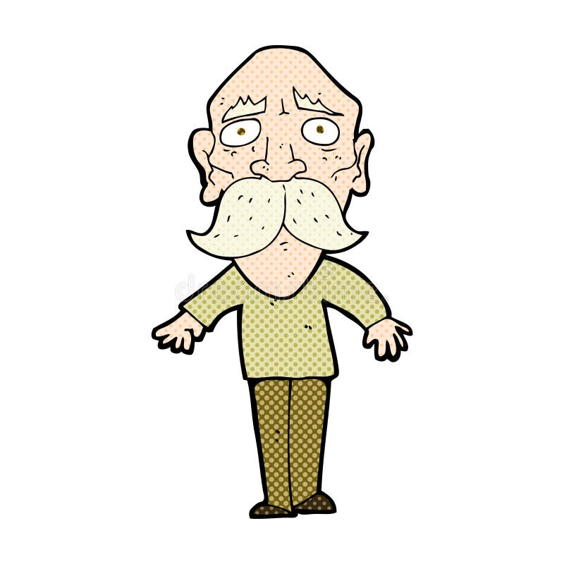 comic cartoon sad old man