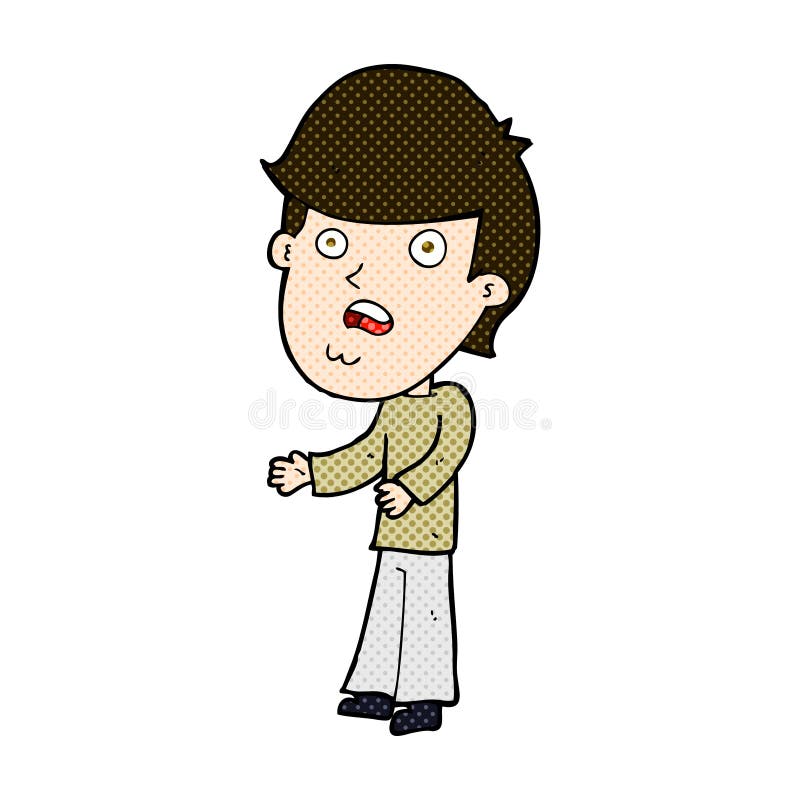 Comic cartoon shocked man stock illustration. Illustration of hand