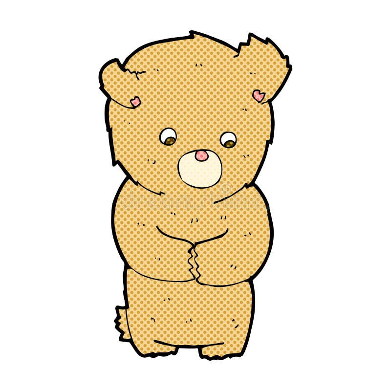 comic cartoon shy teddy bear