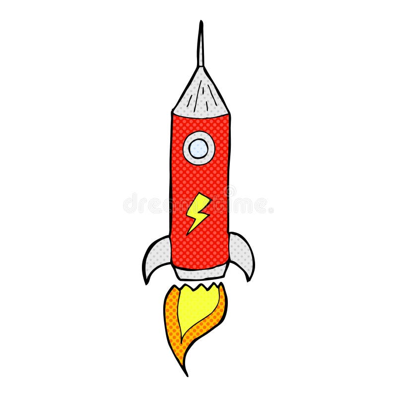 comic cartoon space rocket