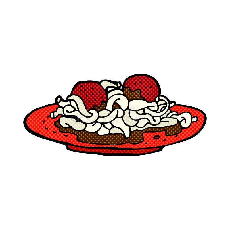 Comic Cartoon Spaghetti and Meatballs Stock Illustration Illustration