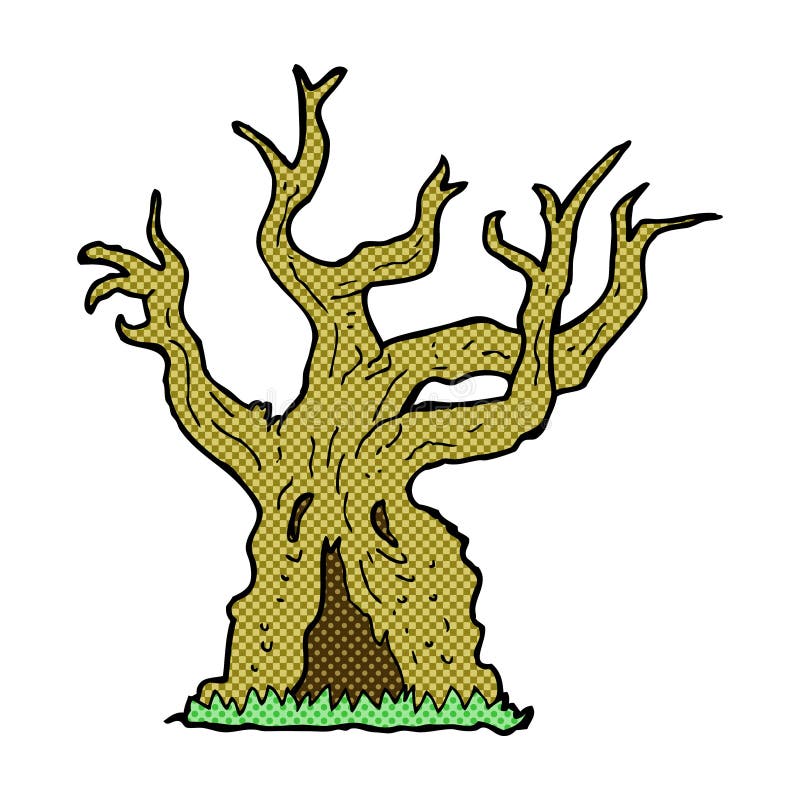 comic cartoon spooky old tree