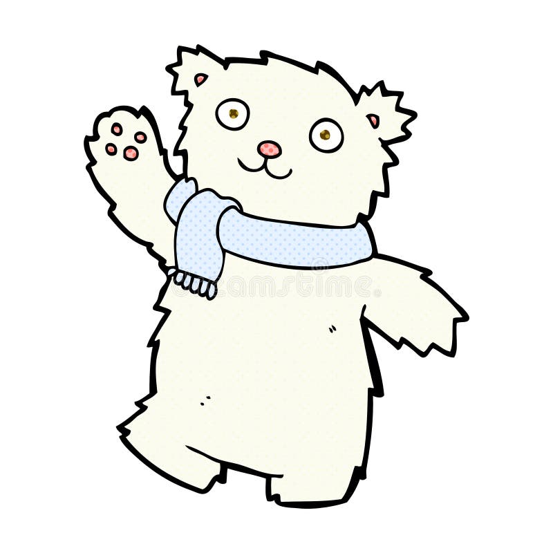 comic cartoon teddy bear wearing scarf