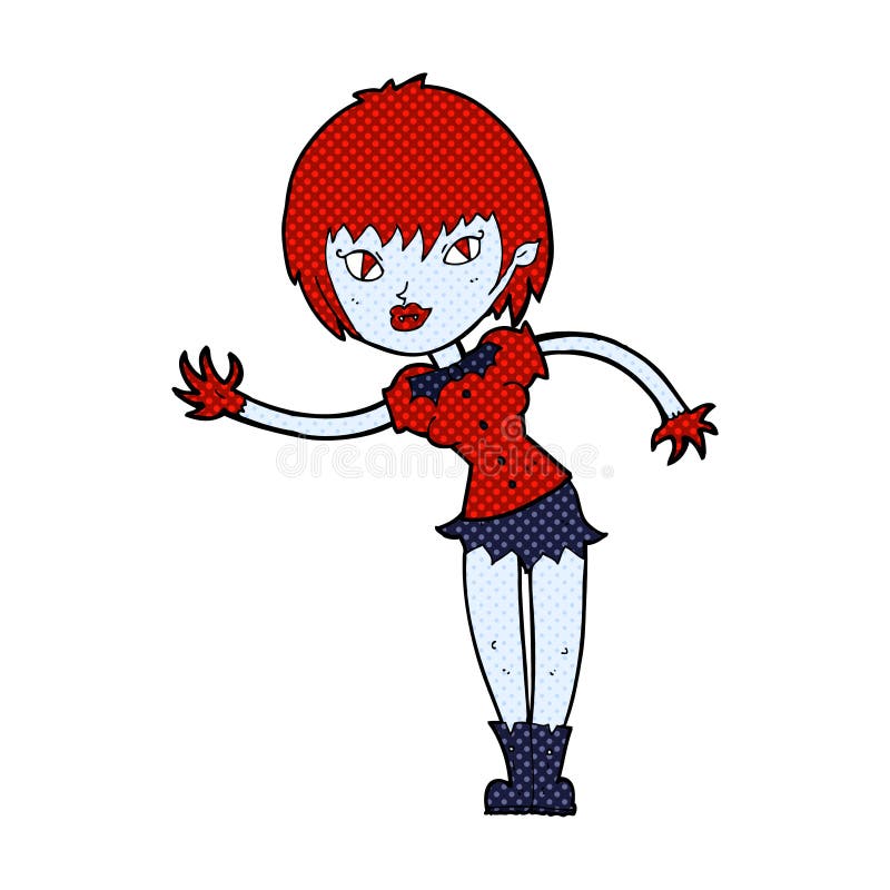 comic cartoon vampire girl welcoming