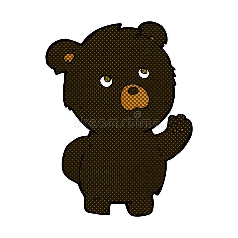 comic cartoon waving black bear