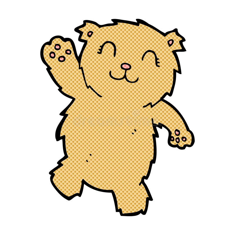 comic cartoon waving teddy bear
