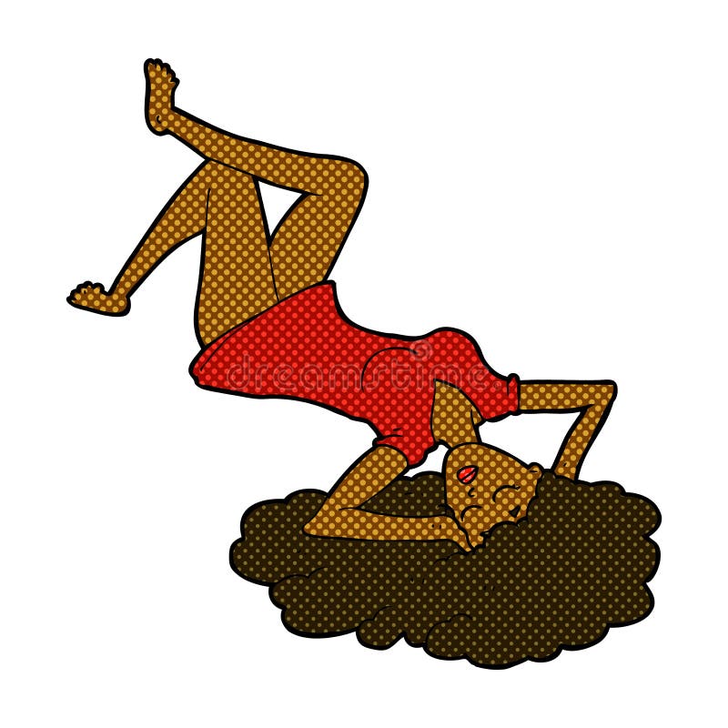 comic cartoon woman lying on floor