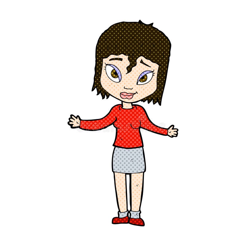 Comic Cartoon Woman Shrugging Shoulders Stock Illustration