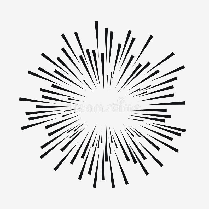 Comic explosion effect. Radial moving lines. Sunburst element. Sun rays. Vector. stock illustration