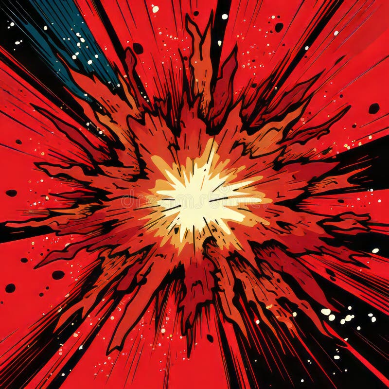 Retro Comic Explosion: Hyper-detail In Red And Orange stock illustration