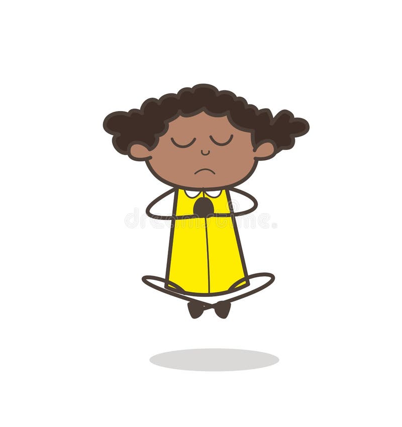 Comic Girl Doing Concentration Vector Stock Illustration - Illustration