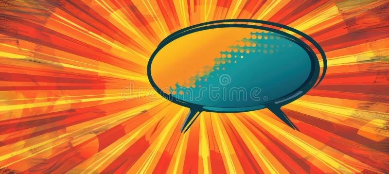Comic-Inspired Speech Bubble with Bold Action Lines on Dramatic Burst Background for Pop Art Design stock photo