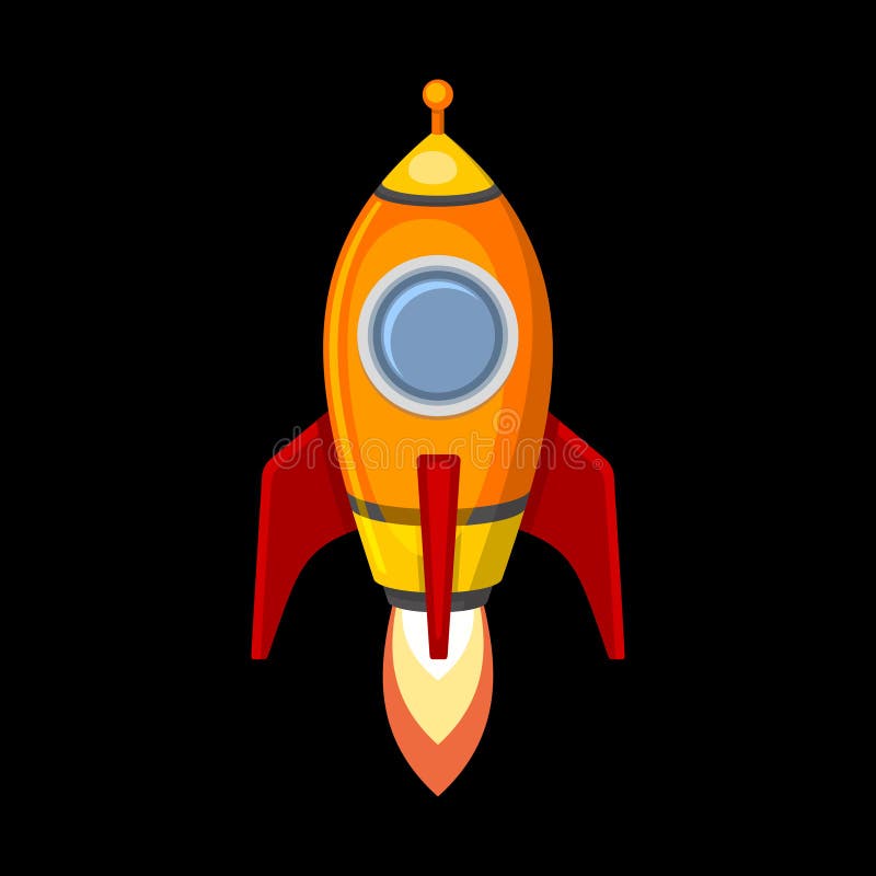 Comic Rocket Ship in Cartoon Style. Isolated on Stock Vector - Illustration  of energy, imaginary: 44212510