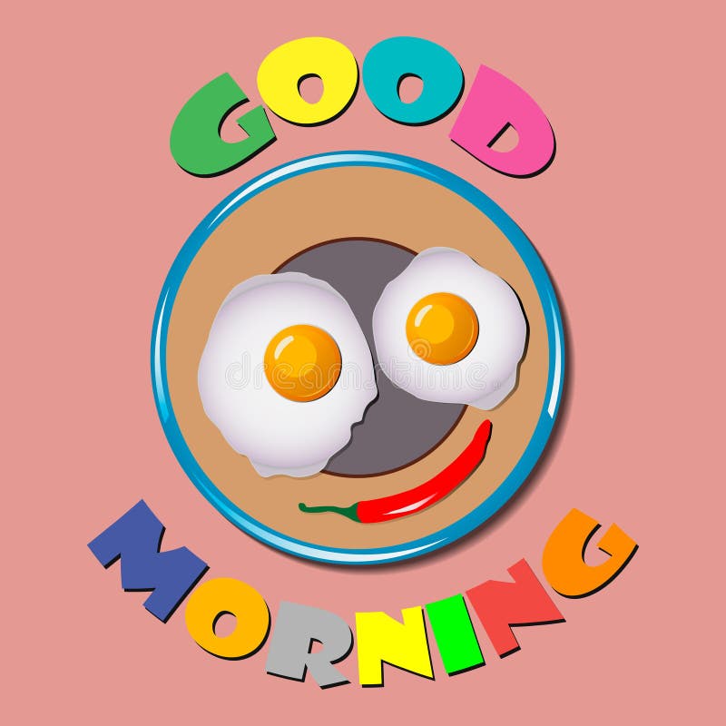 Comic Scrambled Eggs Good Morning Stock Vector - Illustration of mood ...