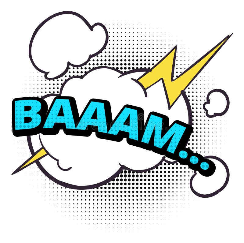 Comic Sound Effect. Bam Speech Cloud with Lightning Sign Stock Vector