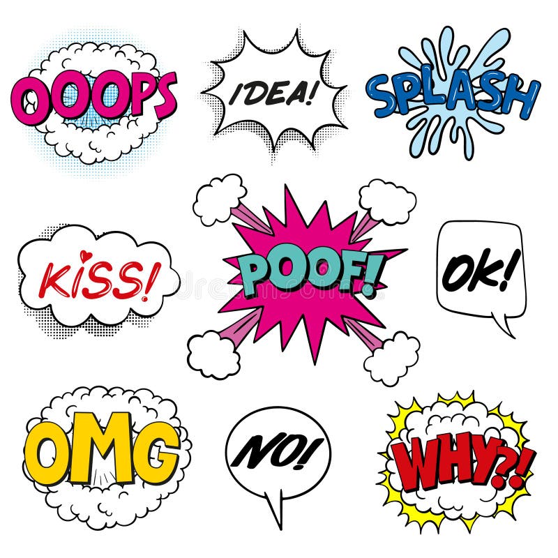 Comic Sound Effects stock vector. Illustration of idea 186781623