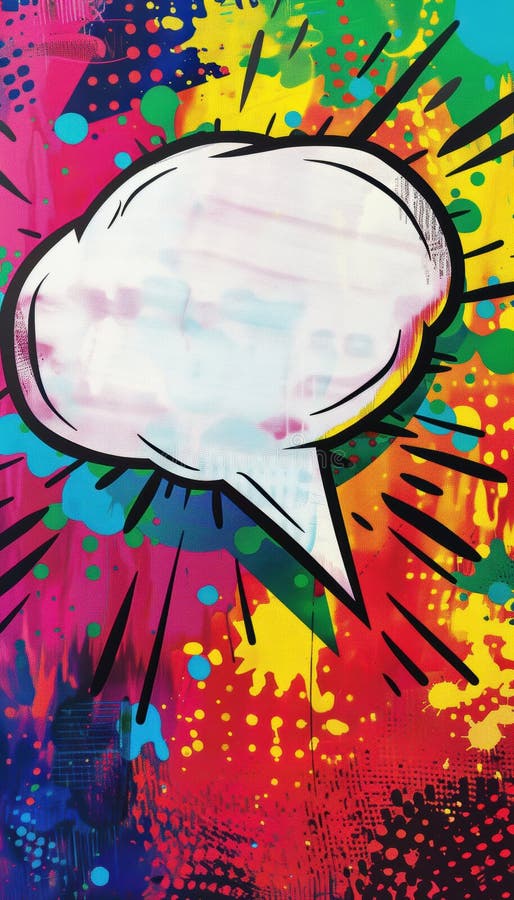 Comic Speech Bubble Exploding on Vibrant Pop Art Background for Dynamic Advertisements royalty free stock photos