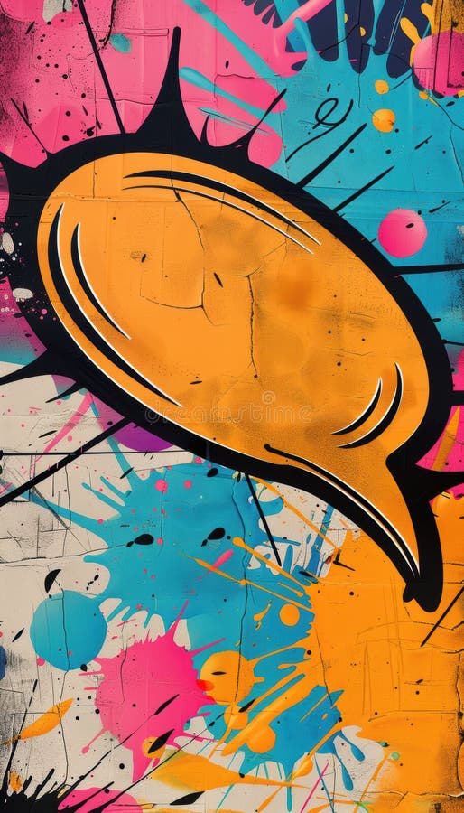 Comic Speech Bubble Exploding on Vibrant Pop Art Background for Dynamic Advertisements stock photo