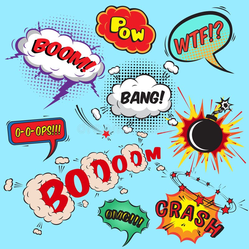 Comic speech bubbles design elements collection royalty free illustration