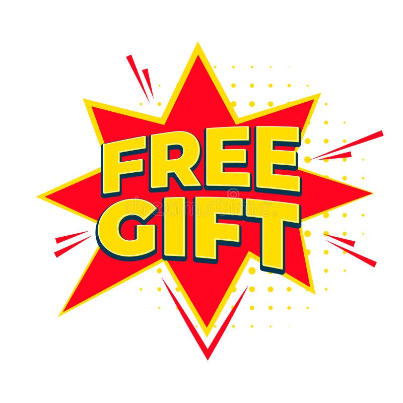 Comic style free gift giveaway offer template design vector illustration