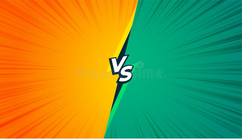 Comic style versus vs banner in yellow and turquoise color stock illustration