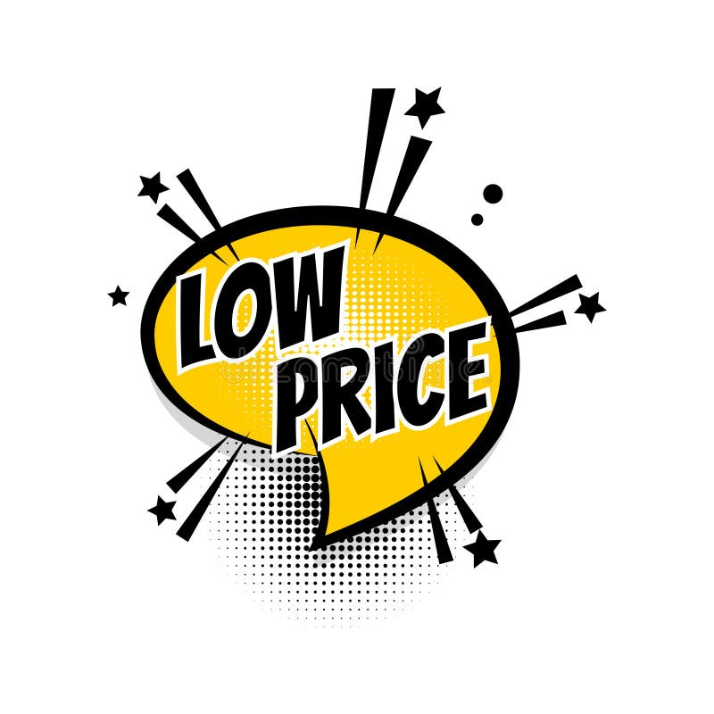 Comic text low price speech bubble pop art vector illustration