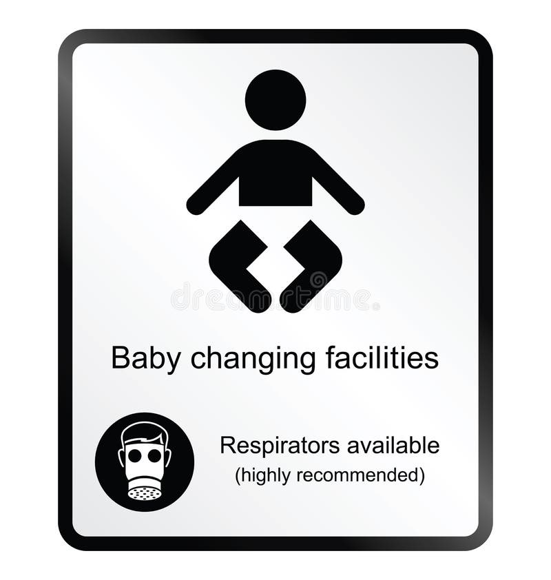 Comical Baby Changing Facilities Information Sign Stock Vector