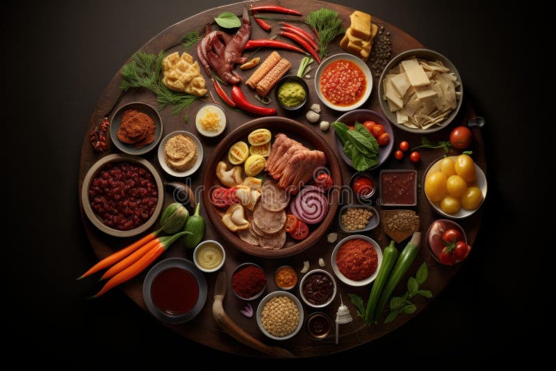 Paellas vistas de cima, fotografia aérea. Gerado por IA fotografia de stock royalty free