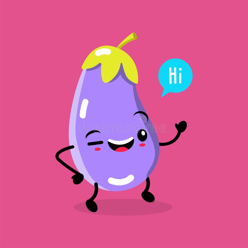 Comida de Kawaii Berenjena de la historieta del vector Carácter asiático divertido feliz para el menú del restaurante de Children stock de ilustración Comida de Kawaii Berenjena de la historieta del vector Carácter asiático divertido feliz para el menú del restaurante de Children stock de ilustración