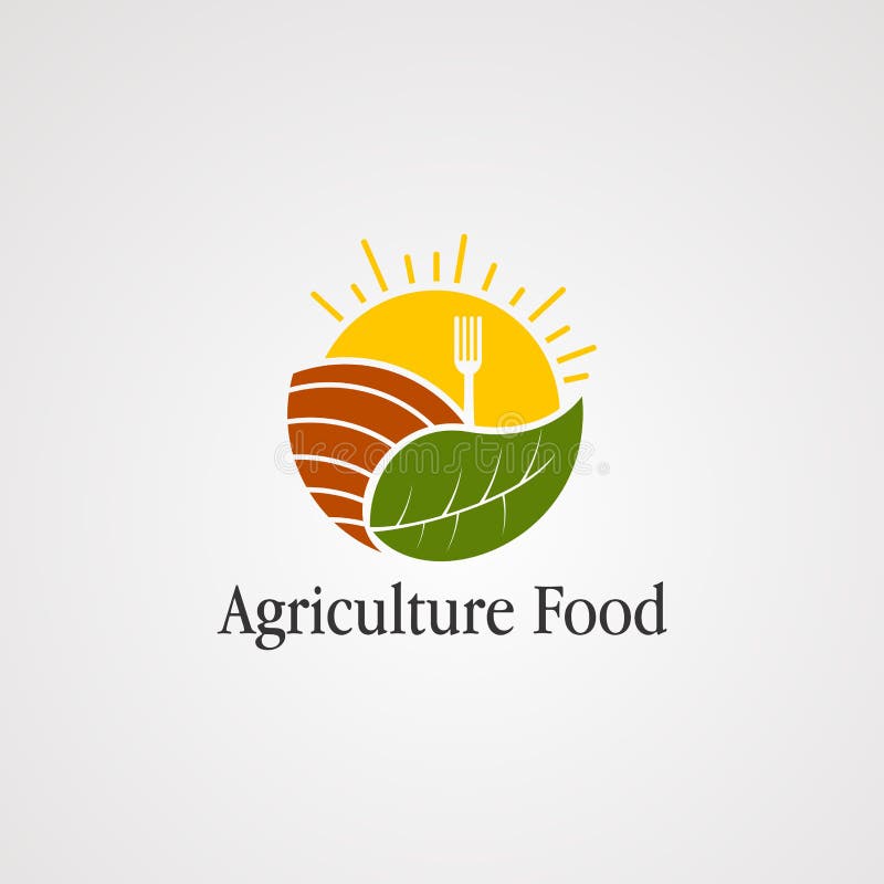 Comida de la agricultura con el sol, el icono del vector del logotipo de la hoja, el elemento, y la plantilla para la compañía stock de ilustración Comida de la agricultura con el sol, el icono del vector del logotipo de la hoja, el elemento, y la plantilla para la compañía stock de ilustración