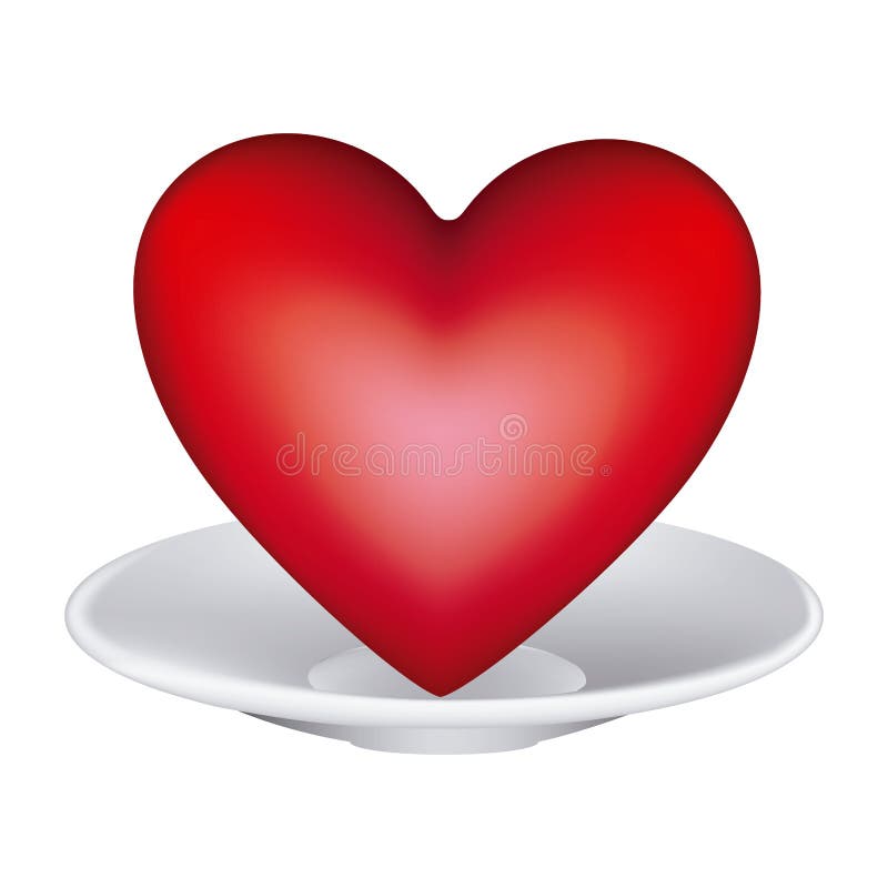 comida del corazón y corazón sanos en plato ilustración del vector comida del corazón y corazón sanos en plato ilustración del vector