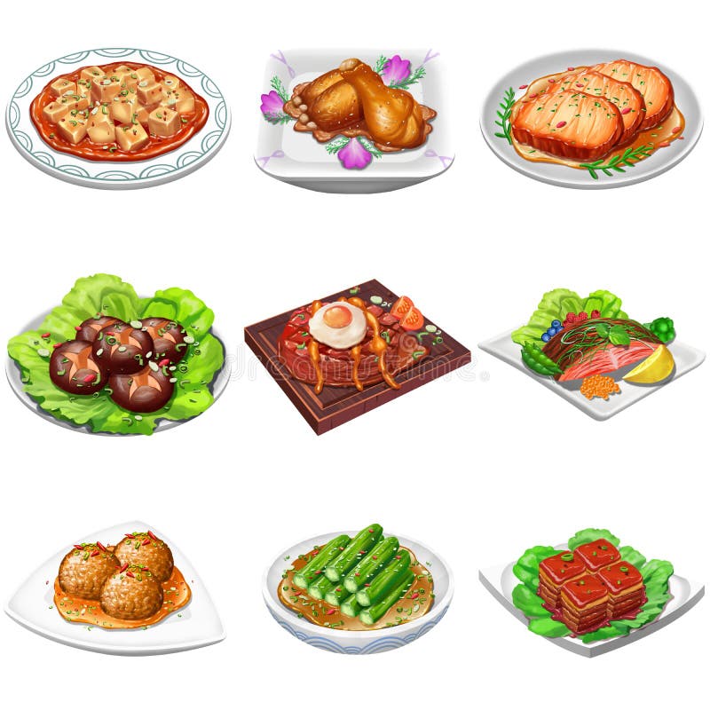 Comida Deliciosa De Todo O Mundo. Conjunto De Alimentos. Ilustração Realista  Ilustração Stock - Ilustração de jantar, bolo: 207093876